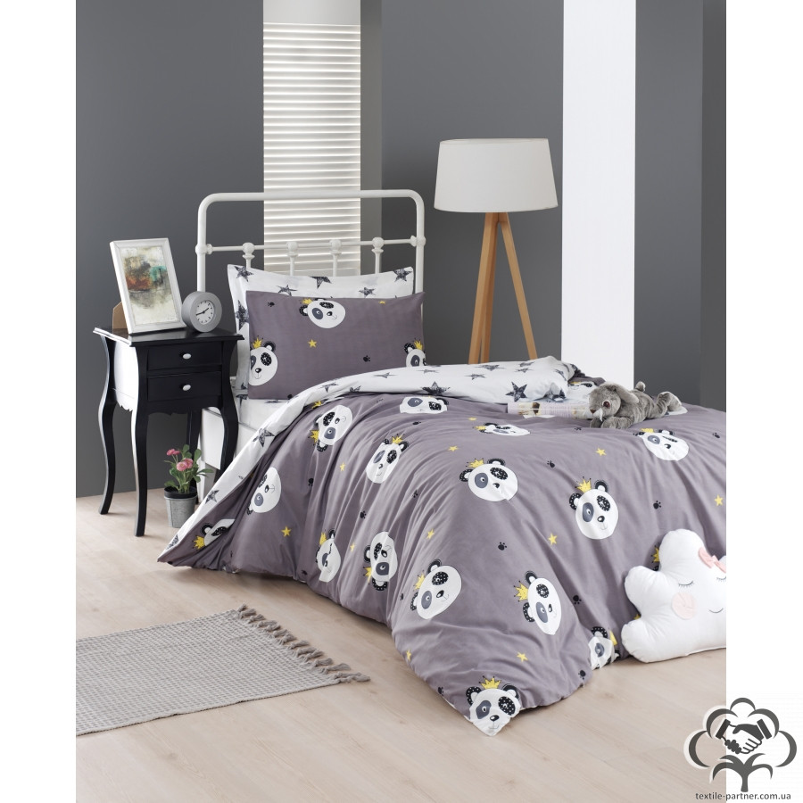 postelnoe-bele-lotus-home-perfect-ranforce-panda-star-seryj-evro
